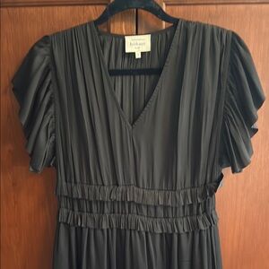 Anthropologie Bohme Black Pleated V-Neck Dress